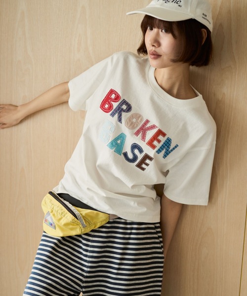 BROKEN BASE(ブロークンベース)の「BROKENBASE Handmade Like Patchwork Tee / BROKENBASE ハンドメイドライクパッチワークTee(Tシャツ/カットソー・メンズ・ネイビー/ホワイト/イエロー・SMALL/LARGE/MEDIUM)」の5枚目の写真
