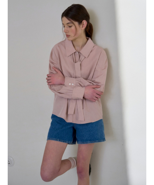 UNNOUT(アナウト)の「RELAXED TIE BLOUSE PINK(シャツ/ブラウス・レディース・その他・FREE)」の1枚目の写真
