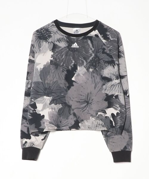 花柄 グレー 長袖 ブランド古着】花柄長袖カットソー（Tシャツ/カットソー）｜adidas