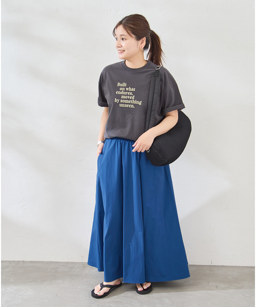 JOURNAL STANDARD(ジャーナルスタンダード)の「《追加2》【撥水/接触冷感/洗える/UVカット】リネンNYストレッチギャザースカート(スカート・レディース・ブルー/ブラック・38/36)」の7枚目の写真
