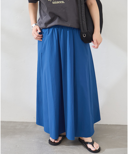 JOURNAL STANDARD(ジャーナルスタンダード)の「《追加2》【撥水/接触冷感/洗える/UVカット】リネンNYストレッチギャザースカート(スカート・レディース・ブルー/ブラック・38/36)」の10枚目の写真
