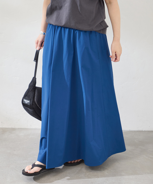JOURNAL STANDARD(ジャーナルスタンダード)の「《追加2》【撥水/接触冷感/洗える/UVカット】リネンNYストレッチギャザースカート(スカート・レディース・ブルー/ブラック・38/36)」の12枚目の写真