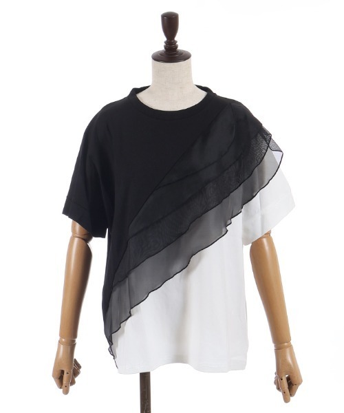 axes femme（アクシーズファム）の「チュールフリルＴシャツ（Tシャツ/カットソー・レディース・ホワイト/ブラック・FREE）」の6枚目の写真