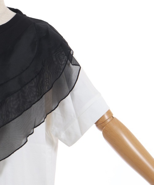 axes femme（アクシーズファム）の「チュールフリルＴシャツ（Tシャツ/カットソー・レディース・ホワイト/ブラック・FREE）」の19枚目の写真