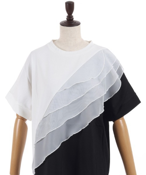 axes femme（アクシーズファム）の「チュールフリルＴシャツ（Tシャツ/カットソー・レディース・ホワイト/ブラック・FREE）」の14枚目の写真