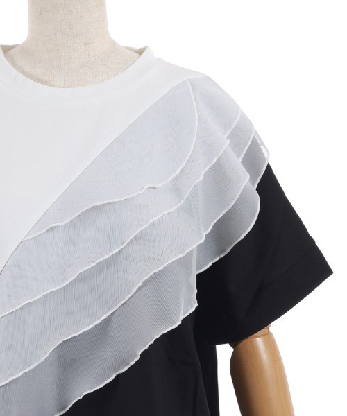 axes femme（アクシーズファム）の「チュールフリルＴシャツ（Tシャツ/カットソー・レディース・ホワイト/ブラック・FREE）」の12枚目の写真