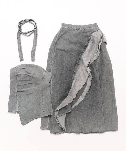 CECIL McBEE(セシルマクビー)の「ボウタイ付きデニムセットアップ(ワンピース・レディース・ブラック/サックスブルー・MEDIUM)」の14枚目の写真