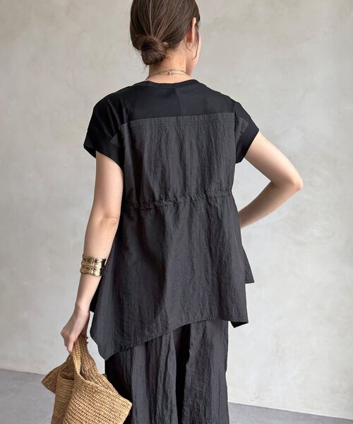 DouDou(ドゥドゥ)の「【WEB限定/セットアップ可能】ワッシャーナイロンビスチェドッキングTEE(Tシャツ/カットソー・レディース・ブラック/ベージュ・FREE)」の11枚目の写真