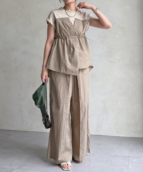 DouDou(ドゥドゥ)の「【WEB限定/セットアップ可能】ワッシャーナイロンビスチェドッキングTEE(Tシャツ/カットソー・レディース・ブラック/ベージュ・FREE)」の14枚目の写真