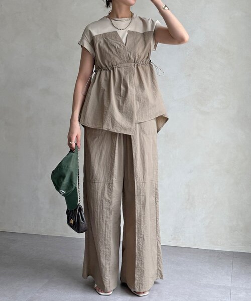 DouDou(ドゥドゥ)の「【WEB限定/セットアップ可能】ワッシャーナイロンビスチェドッキングTEE(Tシャツ/カットソー・レディース・ブラック/ベージュ・FREE)」の15枚目の写真