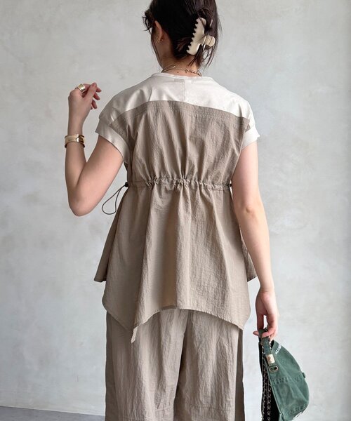 DouDou(ドゥドゥ)の「【WEB限定/セットアップ可能】ワッシャーナイロンビスチェドッキングTEE(Tシャツ/カットソー・レディース・ブラック/ベージュ・FREE)」の22枚目の写真