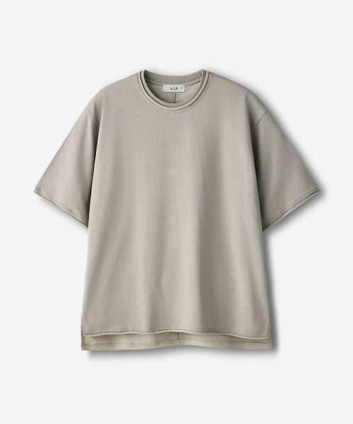 ECORR（エコル）の「[ユニセックス] レイヤード切り替えクロップ半袖Tシャツ_サンドグレー（Tシャツ/カットソー・レディース・その他・M/L/XL）」の2枚目の写真