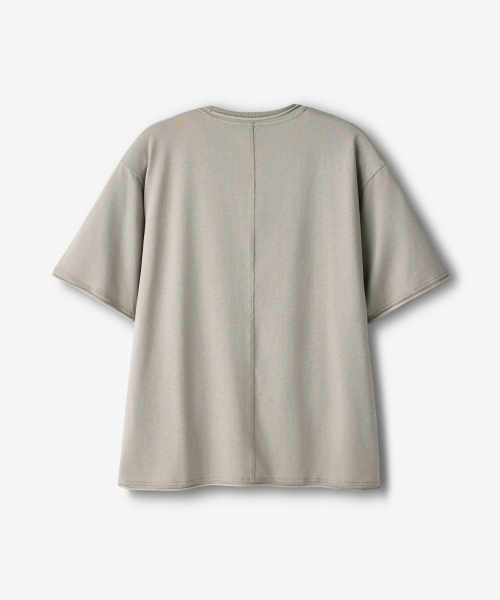 ECORR（エコル）の「[ユニセックス] レイヤード切り替えクロップ半袖Tシャツ_サンドグレー（Tシャツ/カットソー・レディース・その他・M/L/XL）」の3枚目の写真