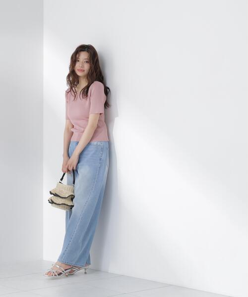 PROPORTION BODY DRESSING(プロポーションボディドレッシング)の「前後2wayストラップラウンドリブニット / 1216270605(ニット/セーター・レディース・ブラック/ホワイト系その他/ピンク・FREE)」の10枚目の写真