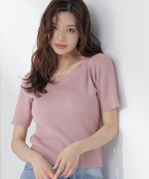 PROPORTION BODY DRESSING(プロポーションボディドレッシング)の「前後2wayストラップラウンドリブニット / 1216270605(ニット/セーター・レディース・ブラック/ホワイト系その他/ピンク・FREE)」の12枚目の写真