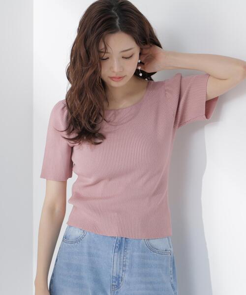 PROPORTION BODY DRESSING(プロポーションボディドレッシング)の「前後2wayストラップラウンドリブニット / 1216270605(ニット/セーター・レディース・ブラック/ホワイト系その他/ピンク・FREE)」の13枚目の写真