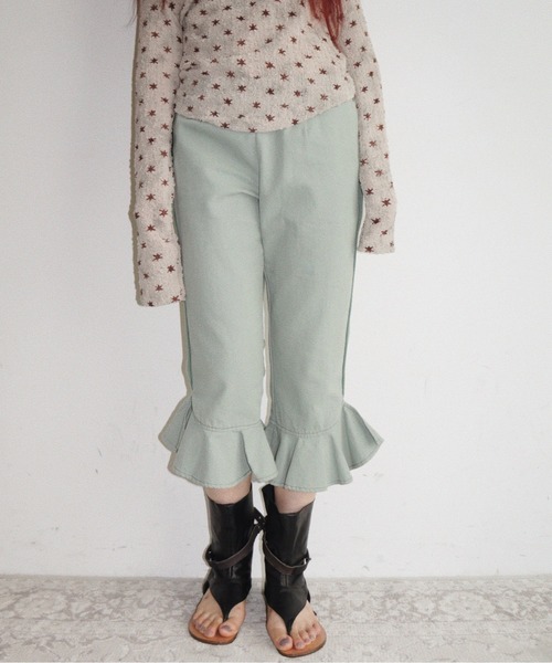 musubore(ムスボレ)の「frill capri pants / フリルカプリパンツ(その他パンツ・レディース・グリーン/ブラック・0/1)」の3枚目の写真