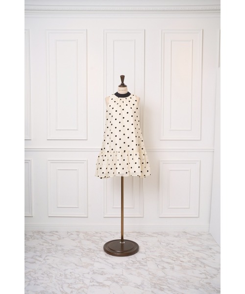 MISTREASS（ミストレアス）の「Bicolor Flocked Dot Dress（ワンピース・レディース・グレイッシュベージュ/ホワイト・FREE）」の7枚目の写真