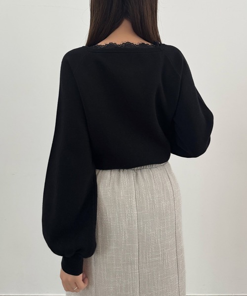 CENEA(セネア)の「レースドッキングニットトップス(ニット/セーター・レディース・ブラック/グレー/アイボリー・LARGE/MEDIUM)」の8枚目の写真