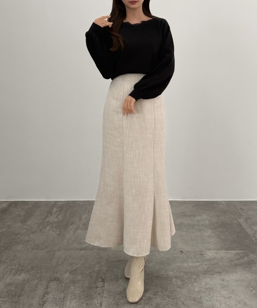 CENEA(セネア)の「レースドッキングニットトップス(ニット/セーター・レディース・ブラック/グレー/アイボリー・LARGE/MEDIUM)」の10枚目の写真