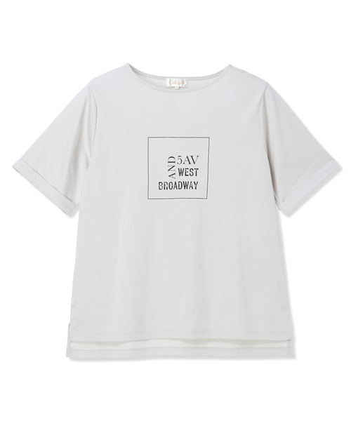 A/C DESIGN BY ALPHA CUBIC（エーシーデザインバイアルファキュービック）の「【ALCOLLAGEプリント】プリントボートネックＴシャツ【すごツヤ・UVカット・接触冷感】（Tシャツ/カットソー・レディース・ライトグレー/グリーン・M/L/LL）」の17枚目の写真