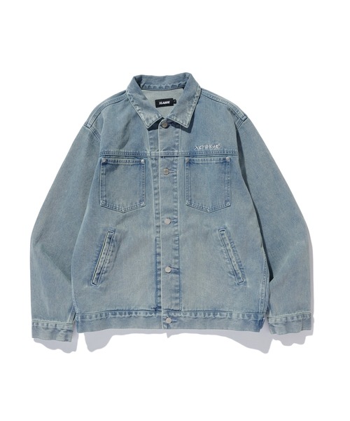 XLARGE(エクストララージ)の「EMB DENIM JACKET(ブルゾン・メンズ・ライトインディゴブルー/インディゴブルー/ブラック・L/M/S/XL)」の1枚目の写真