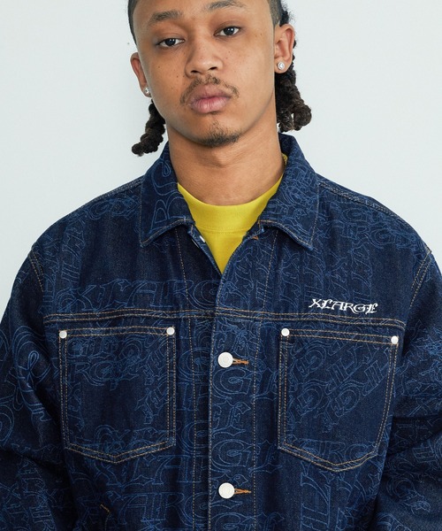 XLARGE(エクストララージ)の「EMB DENIM JACKET(ブルゾン・メンズ・ライトインディゴブルー/インディゴブルー/ブラック・L/M/S/XL)」の3枚目の写真