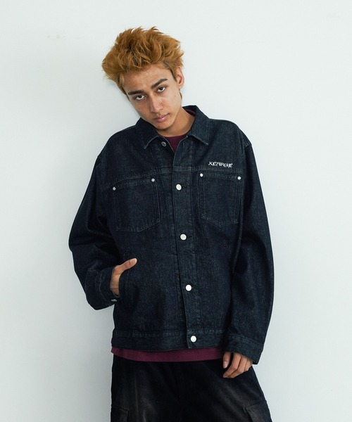 XLARGE(エクストララージ)の「EMB DENIM JACKET(ブルゾン・メンズ・ライトインディゴブルー/インディゴブルー/ブラック・L/M/S/XL)」の19枚目の写真
