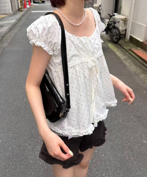 mebole（メボレ）の「front ribbon dot blouse（シャツ/ブラウス・レディース・ホワイト・FREE）」の14枚目の写真