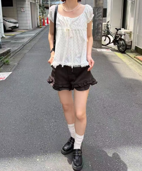 mebole（メボレ）の「front ribbon dot blouse（シャツ/ブラウス・レディース・ホワイト・FREE）」の18枚目の写真