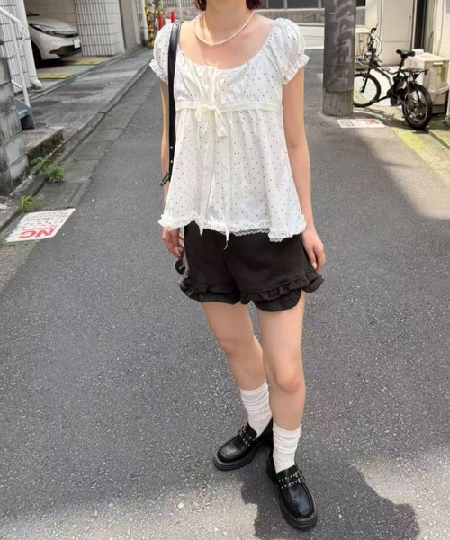 mebole（メボレ）の「front ribbon dot blouse（シャツ/ブラウス・レディース・ホワイト・FREE）」の19枚目の写真