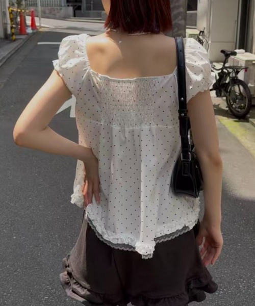 mebole（メボレ）の「front ribbon dot blouse（シャツ/ブラウス・レディース・ホワイト・FREE）」の17枚目の写真