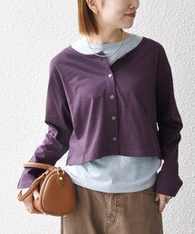 SHIPS any:〈洗濯機可能〉レイヤード ノースリ TEE × カーディガン セット