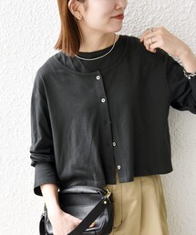 SHIPS any:〈洗濯機可能〉レイヤード ノースリ TEE × カーディガン セット