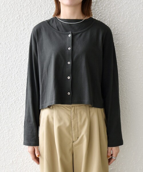 SHIPS any(シップス エニィ)の「SHIPS any:〈洗濯機可能〉レイヤード ノースリ TEE × カーディガン セット(Tシャツ/カットソー・レディース・ワイン/チャコールグレー/ナチュラル・ONE SIZE)」の11枚目の写真