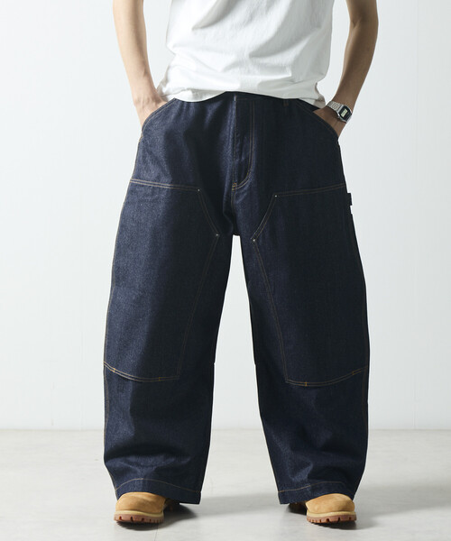NAUTICA(ノーティカ)の「NAUTICA/ノーティカ ワイドカーブシルエット フラッグロゴ ダブルニー ペインターパンツ(デニムパンツ・メンズ・ブラック/ネイビー/オフホワイト/サックスブルー・MEDIUM/LARGE/X-LARGE)」の14枚目の写真