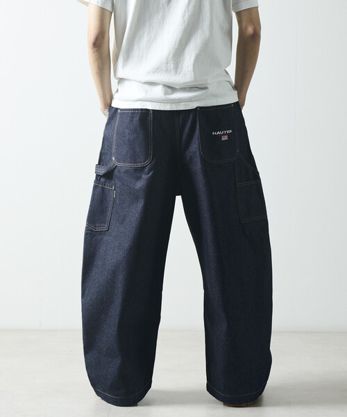 NAUTICA(ノーティカ)の「NAUTICA/ノーティカ ワイドカーブシルエット フラッグロゴ ダブルニー ペインターパンツ(デニムパンツ・メンズ・ブラック/ネイビー/オフホワイト/サックスブルー・MEDIUM/LARGE/X-LARGE)」の10枚目の写真