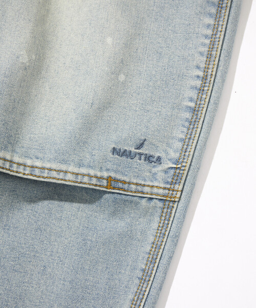 NAUTICA(ノーティカ)の「NAUTICA/ノーティカ ワイドカーブシルエット フラッグロゴ ダブルニー ペインターパンツ(デニムパンツ・メンズ・ブラック/ネイビー/オフホワイト/サックスブルー・MEDIUM/LARGE/X-LARGE)」の9枚目の写真