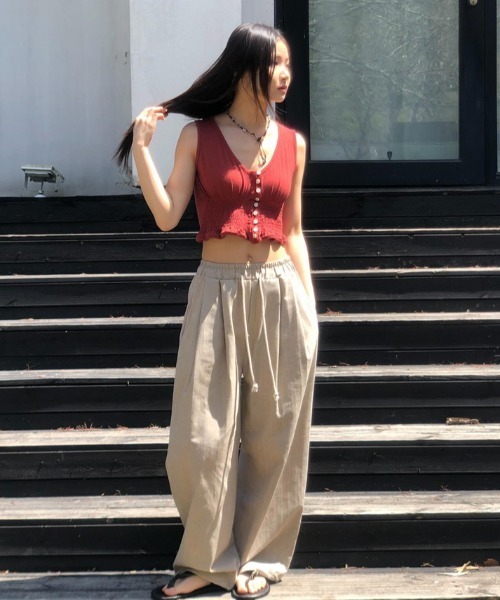 Aelina(エリナ)の「ストライプワイドパンツ(その他パンツ・レディース・ネイビー/ベージュ/ブルー・FREE)」の8枚目の写真