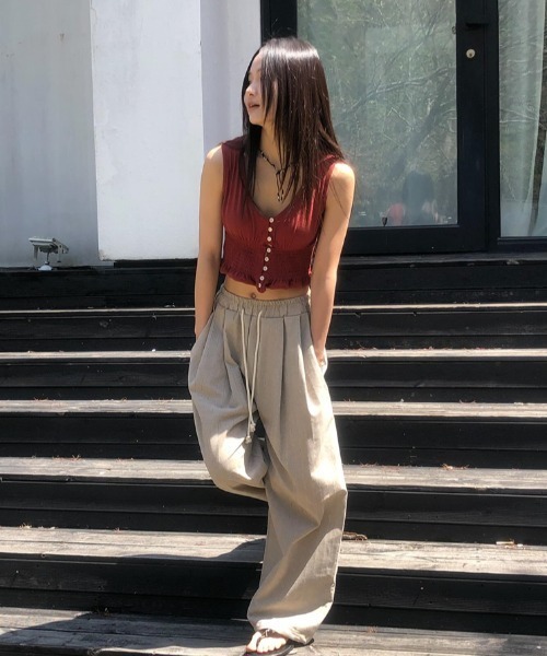 Aelina(エリナ)の「ストライプワイドパンツ(その他パンツ・レディース・ネイビー/ベージュ/ブルー・FREE)」の9枚目の写真