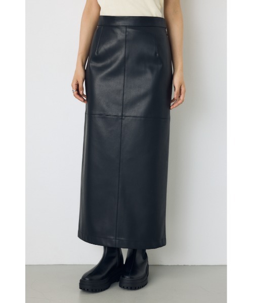 AZUL by moussy(アズールバイマウジー)の「フェイクレザー/スエードパネル切替タイトスカート 秋服 ロングスカート 冬服(スカート・レディース・ダークブラウン/ブラック/ブラック系その他2/アイボリー・SMALL/MEDIUM)」の21枚目の写真