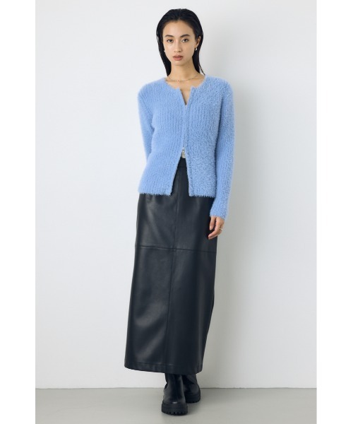 AZUL by moussy(アズールバイマウジー)の「フェイクレザー/スエードパネル切替タイトスカート 秋服 ロングスカート 冬服(スカート・レディース・ダークブラウン/ブラック/ブラック系その他2/アイボリー・SMALL/MEDIUM)」の18枚目の写真