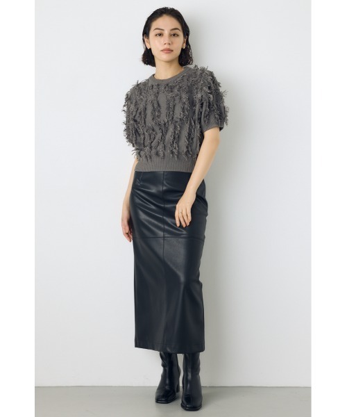 AZUL by moussy(アズールバイマウジー)の「フェイクレザー/スエードパネル切替タイトスカート 秋服 ロングスカート 冬服(スカート・レディース・ダークブラウン/ブラック/ブラック系その他2/アイボリー・SMALL/MEDIUM)」の12枚目の写真
