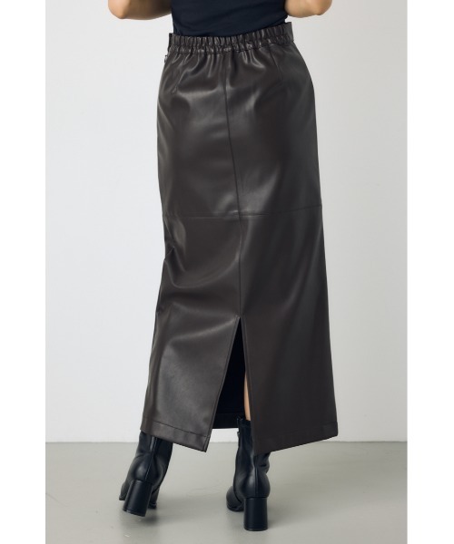AZUL by moussy(アズールバイマウジー)の「フェイクレザー/スエードパネル切替タイトスカート 秋服 ロングスカート 冬服(スカート・レディース・ダークブラウン/ブラック/ブラック系その他2/アイボリー・SMALL/MEDIUM)」の8枚目の写真
