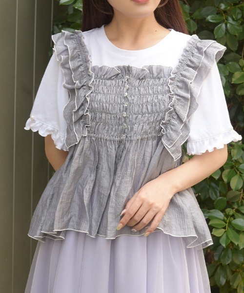 axes femme(アクシーズファム)の「ビスチェ×Tシャツセット(Tシャツ/カットソー・レディース・イエロー/グレー/サックスブルー・FREE)」の2枚目の写真