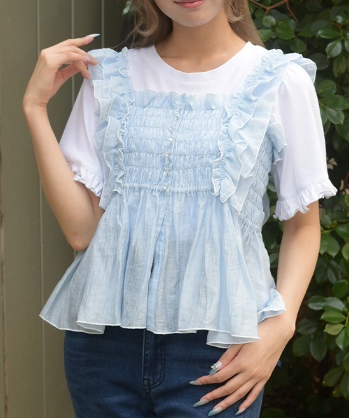 axes femme(アクシーズファム)の「ビスチェ×Tシャツセット(Tシャツ/カットソー・レディース・イエロー/グレー/サックスブルー・FREE)」の9枚目の写真