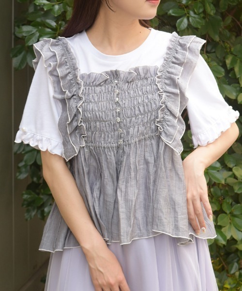 axes femme(アクシーズファム)の「ビスチェ×Tシャツセット(Tシャツ/カットソー・レディース・イエロー/グレー/サックスブルー・FREE)」の11枚目の写真