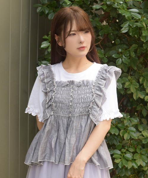 axes femme(アクシーズファム)の「ビスチェ×Tシャツセット(Tシャツ/カットソー・レディース・イエロー/グレー/サックスブルー・FREE)」の15枚目の写真