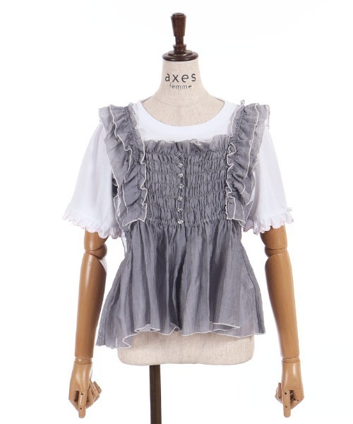 axes femme(アクシーズファム)の「ビスチェ×Tシャツセット(Tシャツ/カットソー・レディース・イエロー/グレー/サックスブルー・FREE)」の16枚目の写真