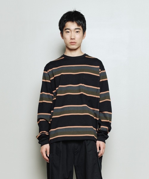 bal(バル)の「bal-STRIPE JERSEY LS TEE(Tシャツ/カットソー・メンズ・ブルー/ブラック・3/2/1)」の2枚目の写真